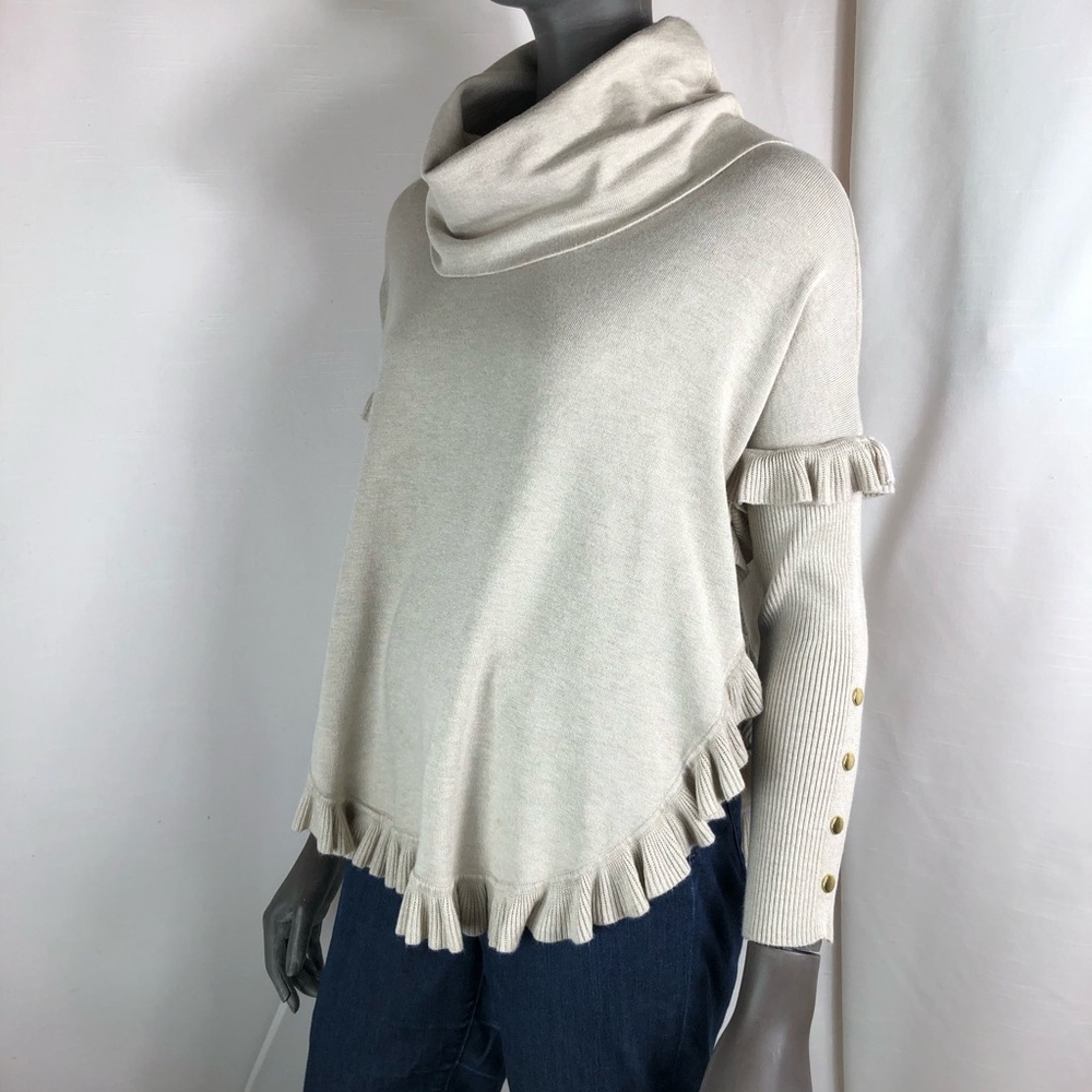 Joseph A. Cream color cow-neck sweater poncho